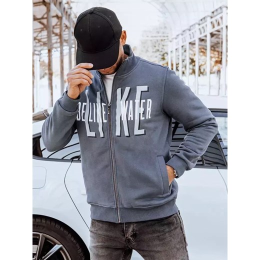 Bluza męska rozpinana z nadrukiem ciemnoszara Dstreet BX5409 ze sklepu DSTREET.PL w kategorii Bluzy męskie - zdjęcie 176335930