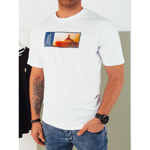 Koszulka męska z nadrukiem biała Dstreet RX5484 ze sklepu DSTREET.PL w kategorii T-shirty męskie - zdjęcie 176335942