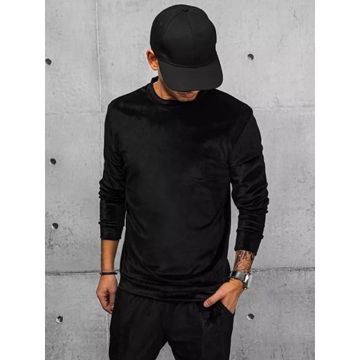 Bluza męska welurowa czarna Dstreet BX5534 ze sklepu DSTREET.PL w kategorii Bluzy męskie - zdjęcie 176336041