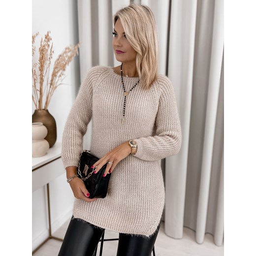 sweter victoria beżowy one size ze sklepu UBRA w kategorii Swetry damskie - zdjęcie 176337674