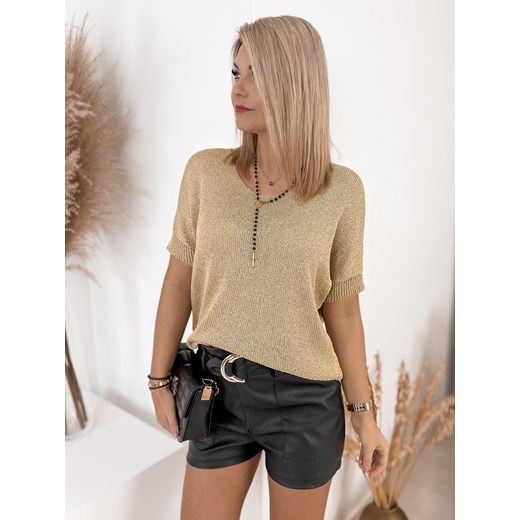 sweter naso złoty one size ze sklepu UBRA w kategorii Swetry damskie - zdjęcie 176338802