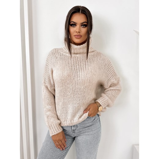 sweter demers beżowy one size ze sklepu UBRA w kategorii Swetry damskie - zdjęcie 176342994