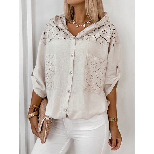 bluza demet beżowa one size ze sklepu UBRA w kategorii Bluzy damskie - zdjęcie 176349222