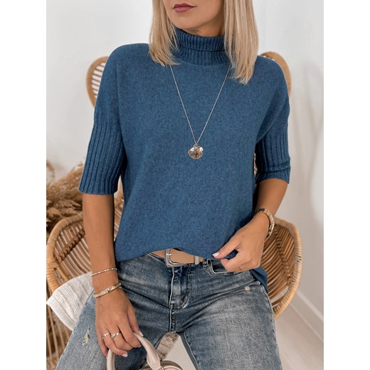 sweter raffe granatowy one size ze sklepu UBRA w kategorii Swetry damskie - zdjęcie 176349612