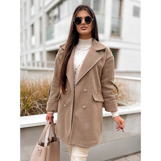 płaszcz dafna latte one size ze sklepu UBRA w kategorii Płaszcze damskie - zdjęcie 176352634