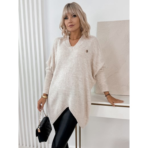 sweter lunes beżowy one size ze sklepu UBRA w kategorii Swetry damskie - zdjęcie 176352653