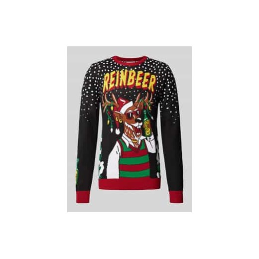 Sweter świąteczny z wyhaftowanym logo ze sklepu Peek&Cloppenburg  w kategorii Swetry męskie - zdjęcie 176355484