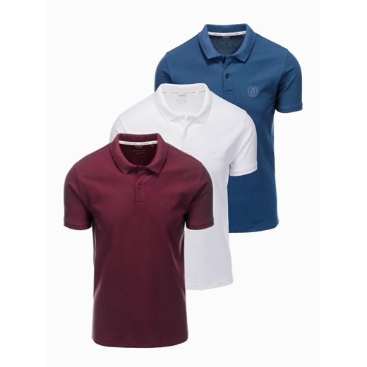 Zestaw koszulek męskich polo z dzianiny pique 3-pak - mix V2 Z28 ze sklepu ombre w kategorii T-shirty męskie - zdjęcie 176358081