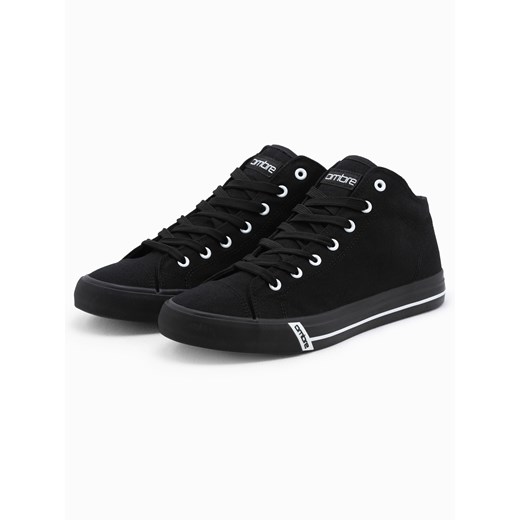 Buty męskie trampki z kontrastującymi elementami - czarne V2 OM-FOTH-0125 ze sklepu ombre w kategorii Trampki męskie - zdjęcie 176358151