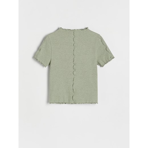 Reserved - Bawełniany t-shirt z przeszyciami - jasnozielony Reserved 128 (7-8 lat) Reserved