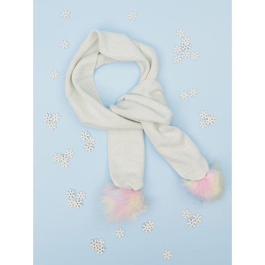 Sinsay - Szalik z pomponami - biały Sinsay One Size Sinsay