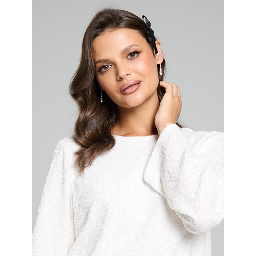 Sinsay - Cekinowa sukienka - kremowy Sinsay XS Sinsay