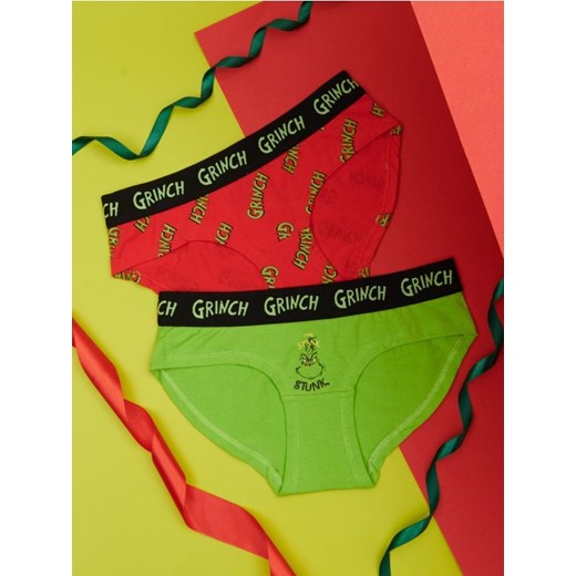 Sinsay - Majtki 2 pack Grinch - wielobarwny ze sklepu Sinsay w kategorii Majtki damskie - zdjęcie 176360082