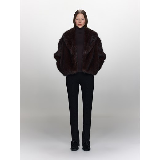 Reserved - Kurtka ze sztucznego futerka - ciemnobrązowy Reserved S Reserved