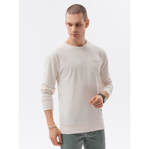Bluza męska bez kaptura - ecru V2 B1149 ze sklepu ombre w kategorii Bluzy męskie - zdjęcie 176362594