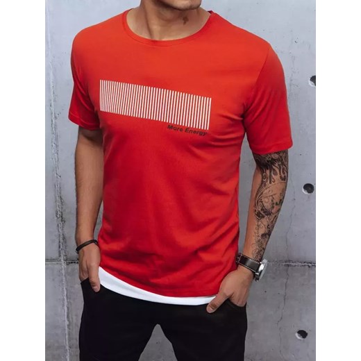 T-shirt męski z nadrukiem czerwony Dstreet RX4651z ze sklepu DSTREET.PL w kategorii T-shirty męskie - zdjęcie 176363561