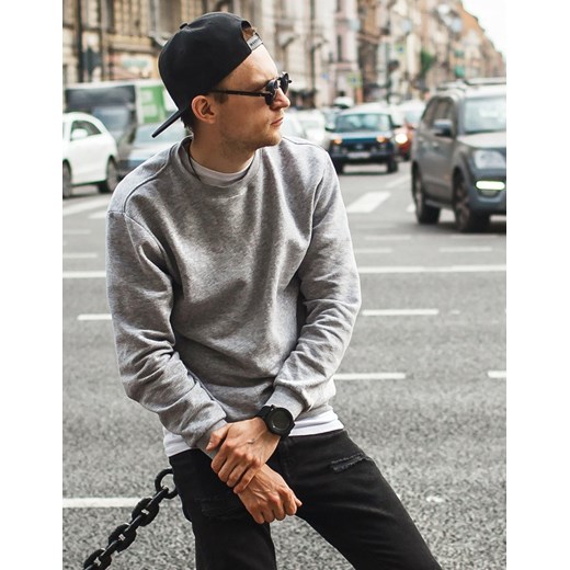 Bluza męska gładka szara BX3354 ze sklepu DSTREET.PL w kategorii Bluzy męskie - zdjęcie 176364003