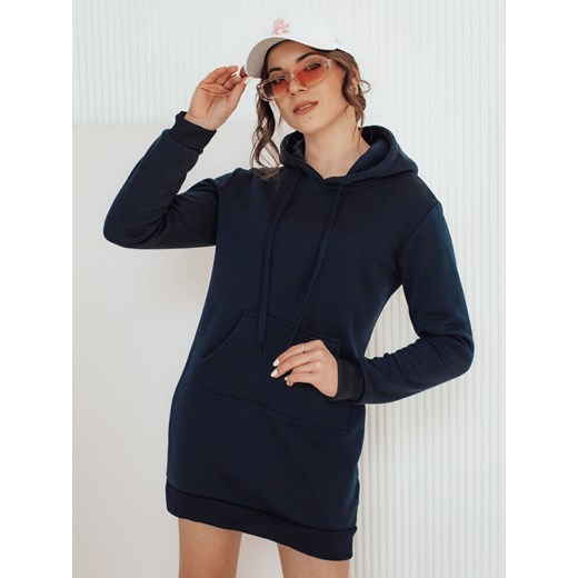 Bluza damska długa z kapturem oversize TIMMY granatowa Dstreet EY1936 ze sklepu DSTREET.PL w kategorii Sukienki - zdjęcie 176364014