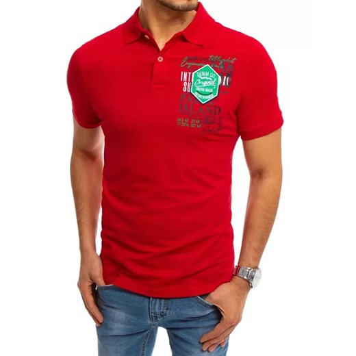 Koszulka polo z nadrukiem czerwona Dstreet PX0367 ze sklepu DSTREET.PL w kategorii T-shirty męskie - zdjęcie 176364071