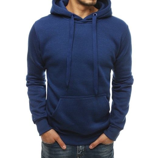 Bluza męska z kapturem niebieska Dstreet BX4684 ze sklepu DSTREET.PL w kategorii Bluzy męskie - zdjęcie 176364284