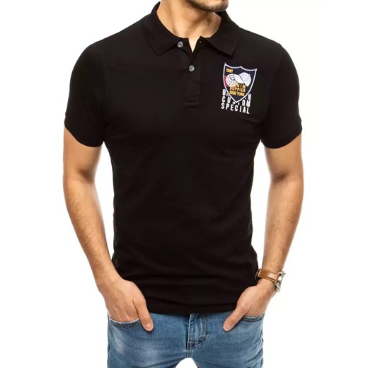 Koszulka polo z haftem czarna Dstreet PX0389 ze sklepu DSTREET.PL w kategorii T-shirty męskie - zdjęcie 176364440
