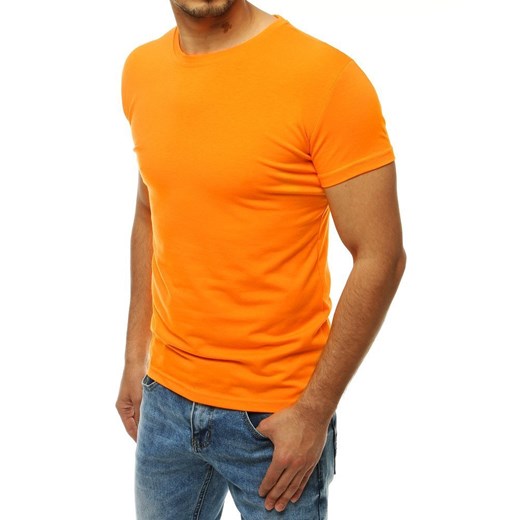 T-shirt męski bez nadruku jasnopomarańczowy Dstreet RX4190 ze sklepu DSTREET.PL w kategorii T-shirty męskie - zdjęcie 176364451