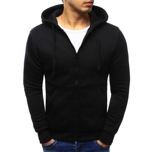Bluza męska rozpinana z kapturem czarna BX2192 ze sklepu DSTREET.PL w kategorii Bluzy męskie - zdjęcie 176364454