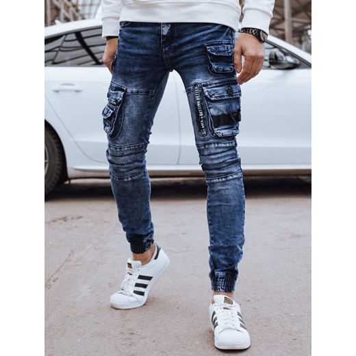 Spodnie męskie jeansowe bojówki niebieskie Dstreet UX4327 ze sklepu DSTREET.PL w kategorii Spodnie męskie - zdjęcie 176364610