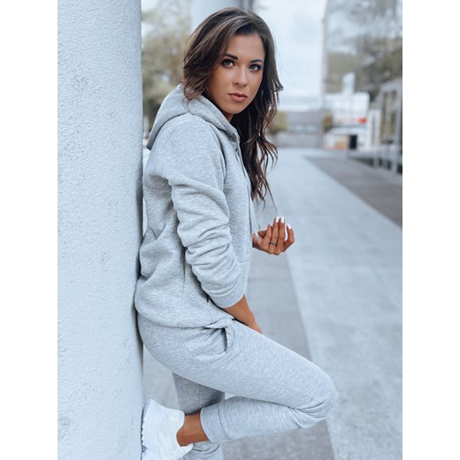 Bluza damska BASIC z kapturem szara BY0155 ze sklepu DSTREET.PL w kategorii Bluzy damskie - zdjęcie 176364773