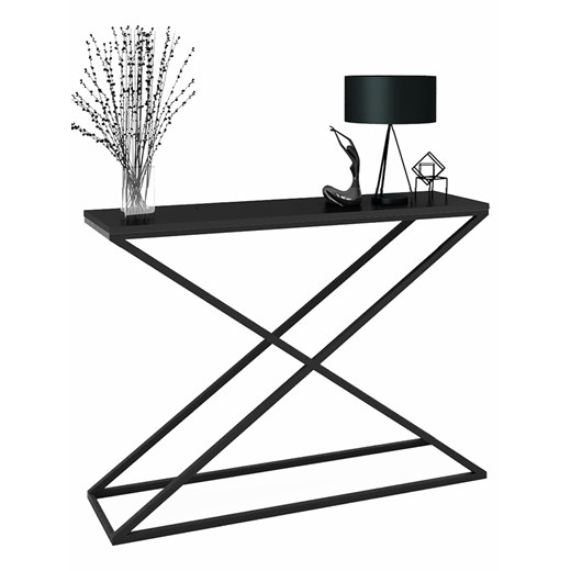 Czarna konsola w stylu loft T7-W68 ze sklepu Edinos.pl w kategorii Konsole - zdjęcie 176365270