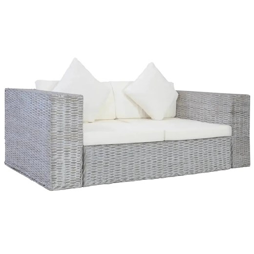 Szara 2-osobowa sofa z rattanu - Abner ze sklepu Edinos.pl w kategorii Sofy i kanapy - zdjęcie 176365281