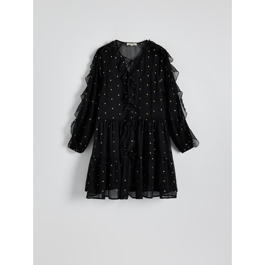 Reserved - Sukienka mini z falbanką - czarny Reserved XL Reserved