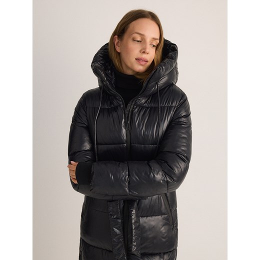 Reserved - Pikowany płaszcz z wiązaniem - czarny Reserved XXL Reserved