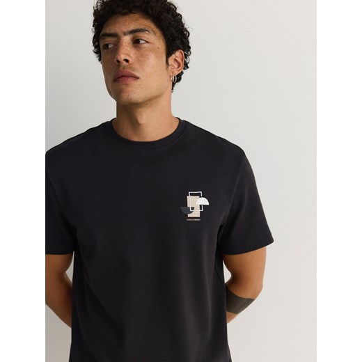 T-shirt męski czarny Reserved