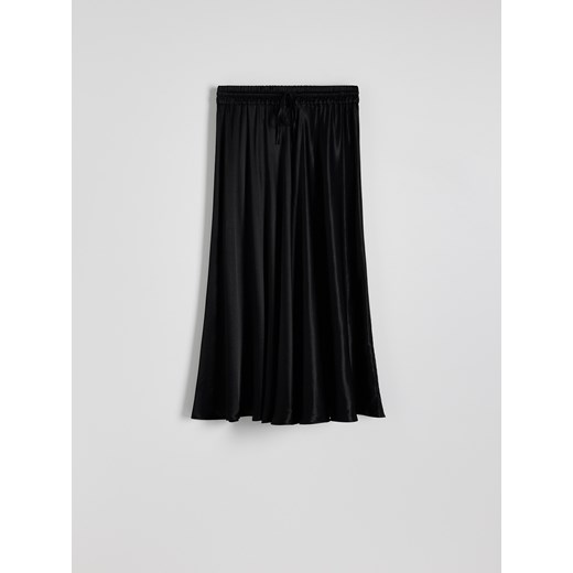 Reserved - Satynowa spódnica midi z wiskozą - czarny Reserved S Reserved