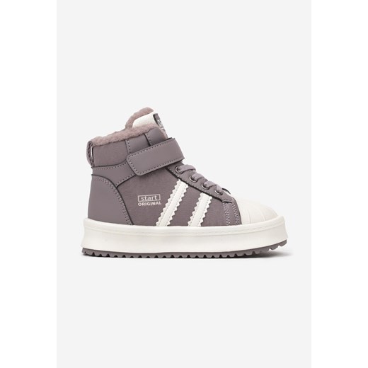 Fioletowe Botki w Stylu Sneakersów z Futrzaną Wyściółką Parlemi ze sklepu born2be.pl w kategorii Buty zimowe dziecięce - zdjęcie 176370853