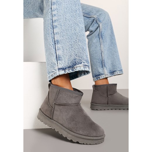 Szare Płaskie Klasyczne Śniegowce z Ociepleniem Emiriellea ze sklepu born2be.pl w kategorii Śniegowce damskie - zdjęcie 176371541