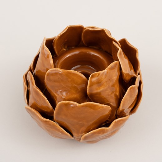 Świecznik Petalia light brown 10 cm ze sklepu dekoria.pl w kategorii Świeczniki - zdjęcie 176386690