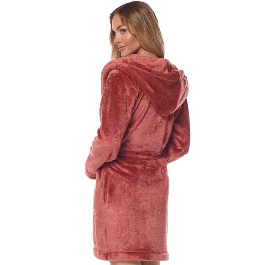 Szlafrok damski z kapturem 2121 Rabbit, Kolor ceglasty, Rozmiar XL, L&amp;L ze sklepu Intymna w kategorii Szlafroki damskie - zdjęcie 176389901