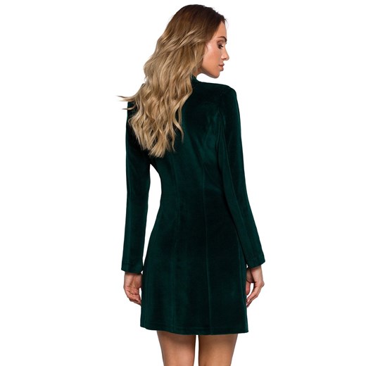 Welurowa sukienka żakietowa zielona M562, Kolor zielony, Rozmiar S, MOE ze sklepu Intymna w kategorii Sukienki - zdjęcie 176390130