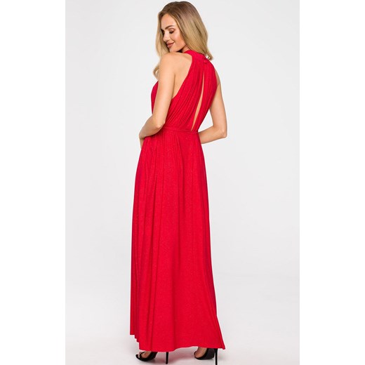 Suknia maxi z dekoltem typu halter w kolorze czerwonym M721, Kolor czerwony, Rozmiar uniwersalny, MOE ze sklepu Intymna w kategorii Sukienki - zdjęcie 176390304