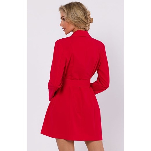 Sukienka żakietowa z paskiem czerwona M749, Kolor czerwony, Rozmiar L, MOE ze sklepu Intymna w kategorii Sukienki - zdjęcie 176390370