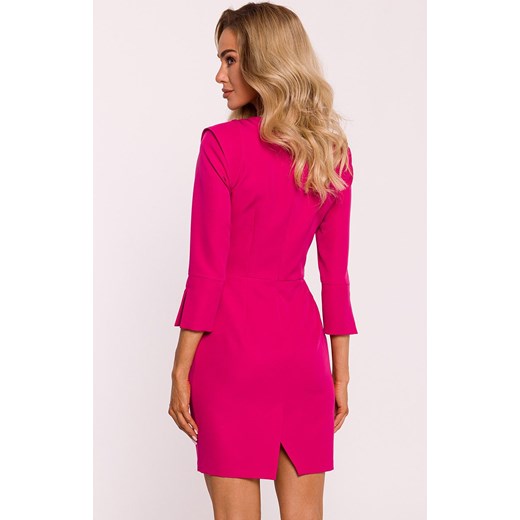 Sukienka mini z ozdobnymi rękawami fuksja M815, Kolor fuksja, Rozmiar L, MOE ze sklepu Intymna w kategorii Sukienki - zdjęcie 176390522