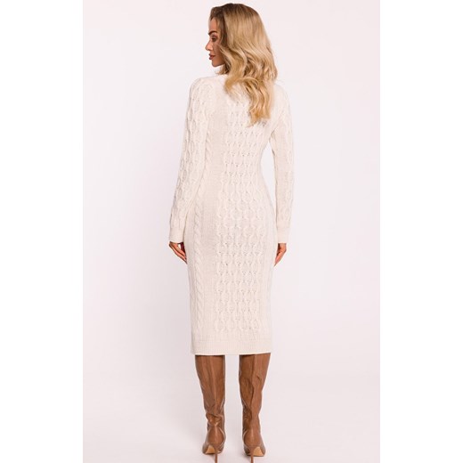 Sukienka swetrowa midi w kolorze kości słoniowej M824, Kolor kość słoniowa, Rozmiar uniwersalny, MOE ze sklepu Intymna w kategorii Sukienki - zdjęcie 176390550