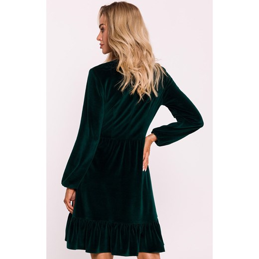 Welurowa sukienka z głębokim dekoltem zielona M826, Kolor zielony, Rozmiar L, MOE ze sklepu Intymna w kategorii Sukienki - zdjęcie 176390583