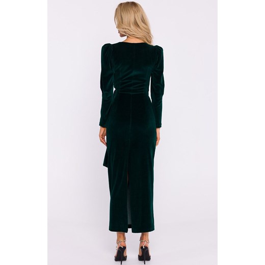 Długa sukienka welurowa zielona M828, Kolor zielony, Rozmiar L, MOE ze sklepu Intymna w kategorii Sukienki - zdjęcie 176390613