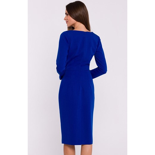 Sukienka ołówkowa z asymetrycznym dekoltem chabrowa S376, Kolor chabrowy, Rozmiar L, Stylove ze sklepu Intymna w kategorii Sukienki - zdjęcie 176391173