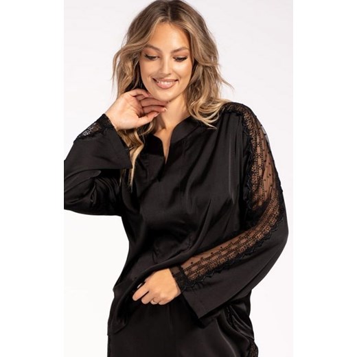 Satynowa piżama damska Colette, Kolor czarny, Rozmiar S, Unikat ze sklepu Intymna w kategorii Piżamy damskie - zdjęcie 176391254