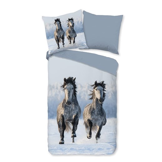 Good Morning Komplet pościeli flanelowej &quot;Snowhorses&quot; w kolorze szarym ze sklepu Limango Polska w kategorii Pościel dziecięca - zdjęcie 176393461