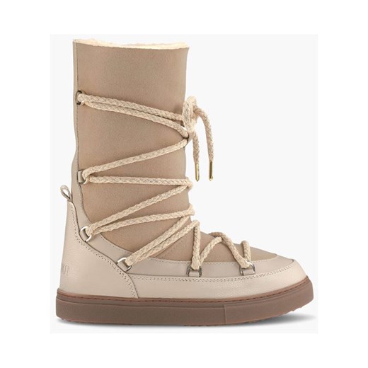 INUIKII Skórzane botki &quot;Classic High Laced&quot; w kolorze beżowym ze sklepu Limango Polska w kategorii Śniegowce damskie - zdjęcie 176395321